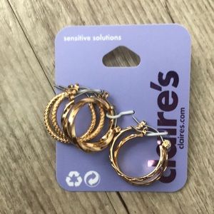 Brand New Claire’s Fashion Gold Earrings